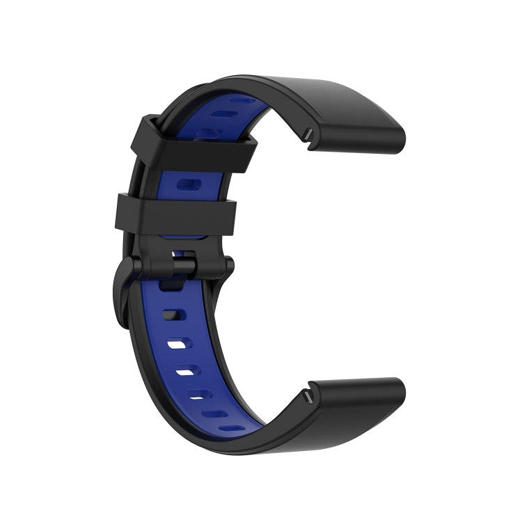 For Garmin Fenix 6 Two-color Silicone Watch Band(Black Blue)