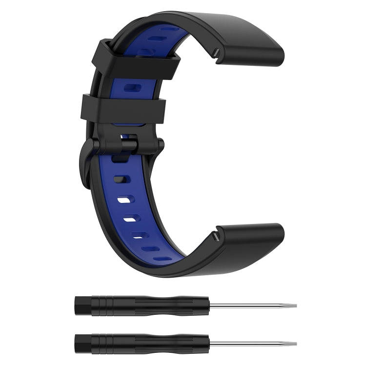 For Garmin Fenix 6 Two-color Silicone Watch Band(Black Blue)