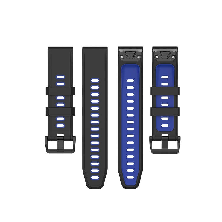 For Garmin Fenix 6 Two-color Silicone Watch Band(Black Blue)