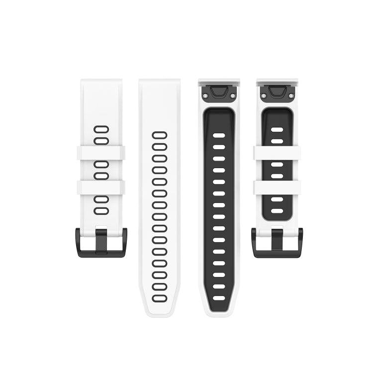 For Garmin Fenix 6 Two-color Silicone Watch Band(White Black)