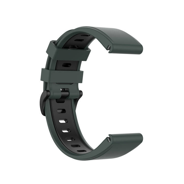 For Garmin Fenix 6 Two-color Silicone Watch Band(Olive Green Black)