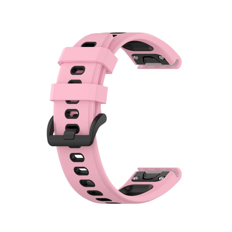 For Garmin Fenix 6 Two-color Silicone Watch Band(Pink Black)
