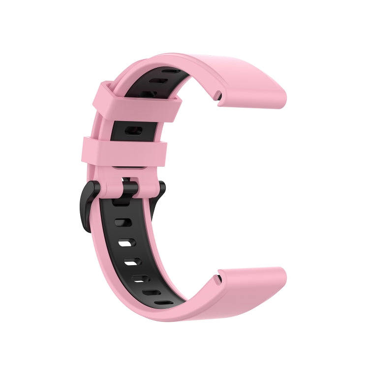 For Garmin Fenix 6 Two-color Silicone Watch Band(Pink Black)