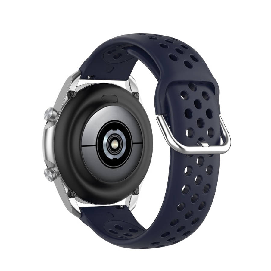 For Galaxy Watch 3 45mm Silicone Solid Color Watch Band, Size: Free Size 22mm(Dark Blue)