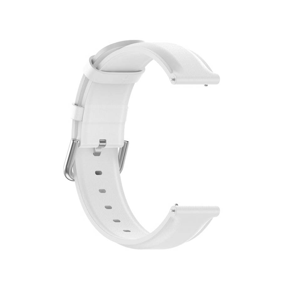 For Galaxy Watch 3 45mm Round Tail Leather Watch Band, Size: Free Size 22mm(White)