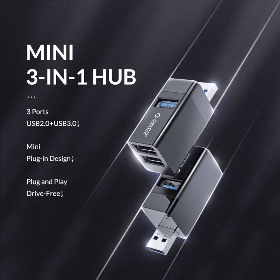 ORICO MINI-U32L 3 in 1 USB Aluminum Alloy Mini HUB Adapter(Black)