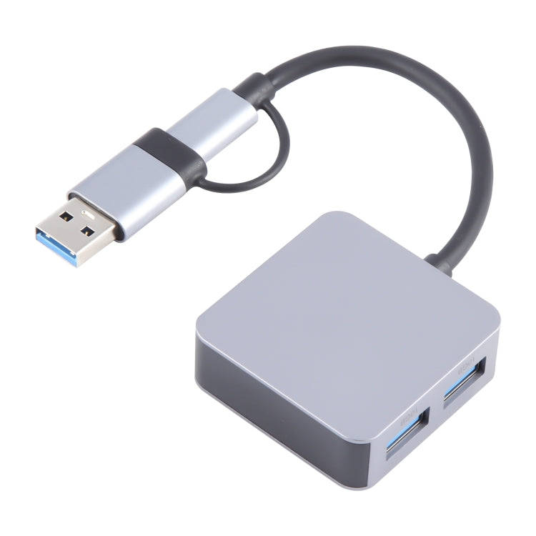 BYL-2320A 4 in 2 USB + USB-C / Type-C to USB + USB-C / Type-C 4 Port HUB Adapter(Grey)