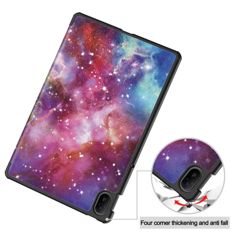 For Huawei Matepad SE 11 Painted 3-Fold Holder Smart Leather Tablet Case(Milky Way Nebula)