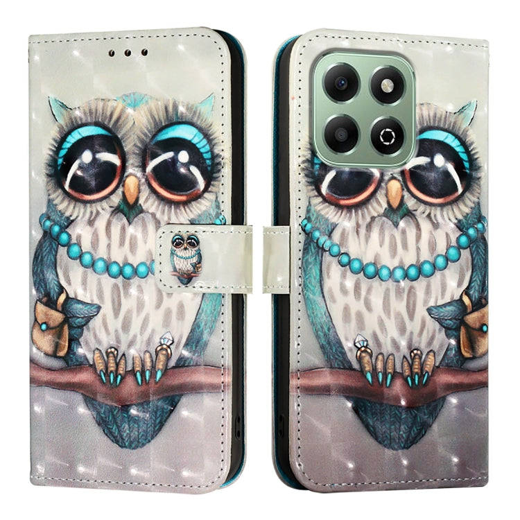 For Honor X6b 3D Painting Horizontal Flip Leather Phone Case(Grey Owl)