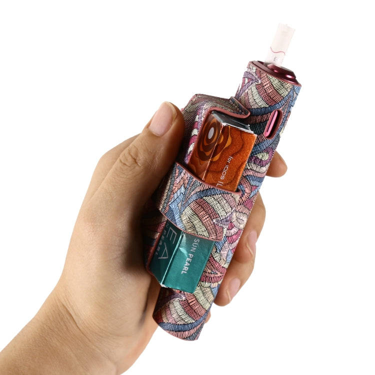 For IQOS ILUMA i ONE Electronic Cigarette Cashew Flower Portable PU Storage Bag(Purple)