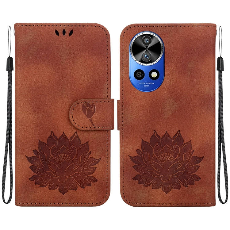 For Huawei nova 12 Pro / nova 12 Ultra Lotus Embossed Leather Phone Case(Brown)