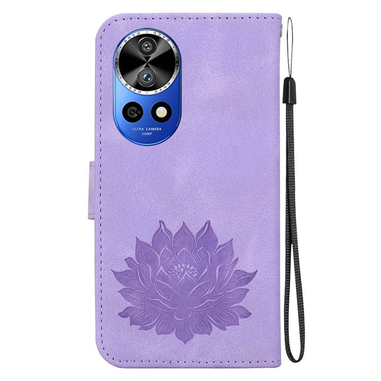 For Huawei nova 12 Pro / nova 12 Ultra Lotus Embossed Leather Phone Case(Purple)