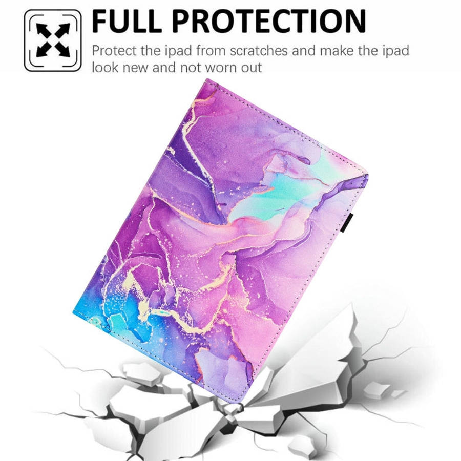 For Lenovo Tab M9 TB-310FU Marble Litchi Leather Smart Tablet Case(Purple)