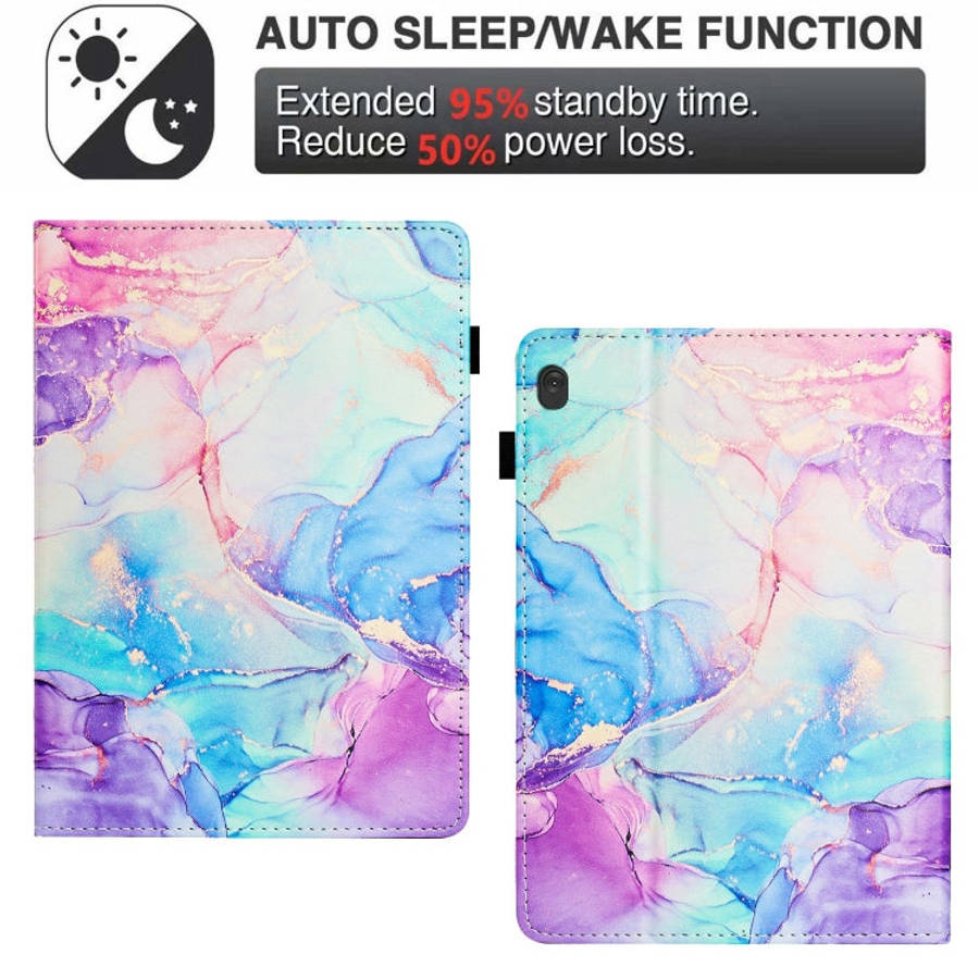 For Lenovo Tab M10 X605 / X505 Marble Litchi Leather Smart Tablet Case(Purple Blue)