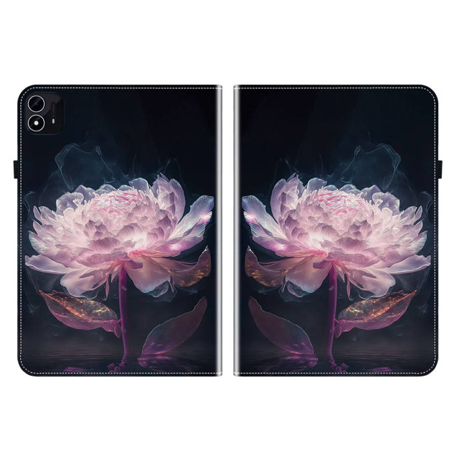 For itel Pad One 10.1 Crystal Texture Painted Leather Smart Tablet Case(Purple Peony)