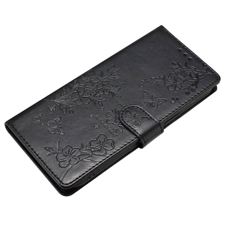 For Motorola Moto G50 Butterflies and Flowers Leather Phone Case(Black)