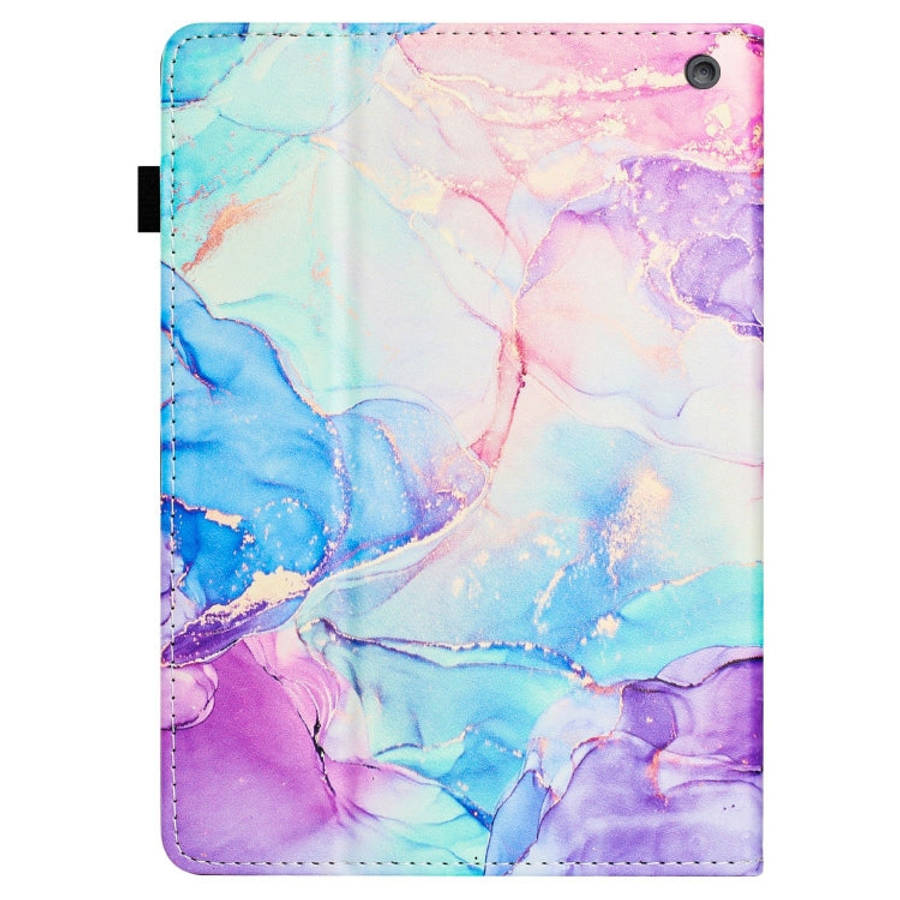 For Amazon Fire HD8 Plus 2022 / HD8 2020 Marble Litchi Leather Smart Tablet Case(Purple Blue)