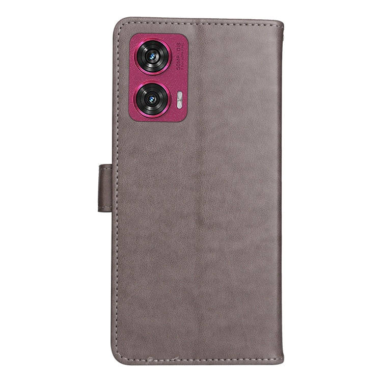 For Motorola Edge 50 Fusion Cat and Bee Embossed Flip Leather Phone Case(Grey)