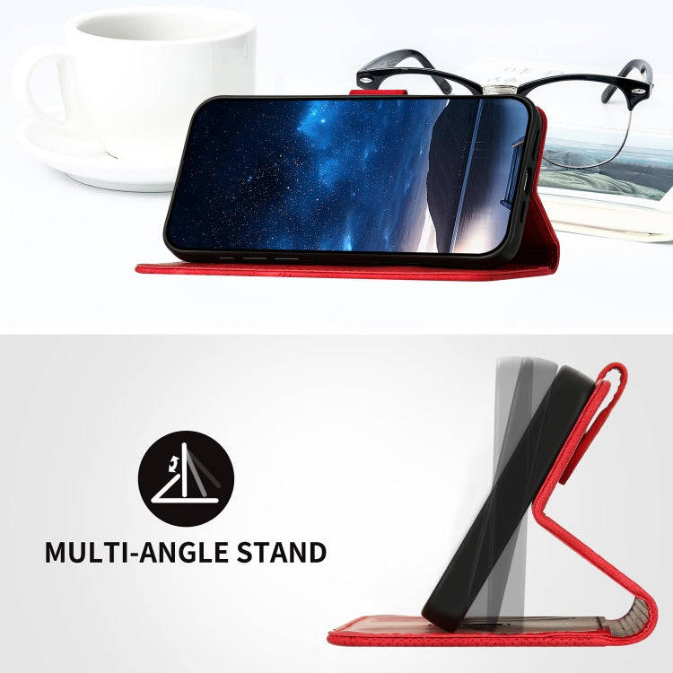 For Motorola Edge 40 Grid Butterfly Embossed Pattern Leather Phone Case with Lanyard(Red)