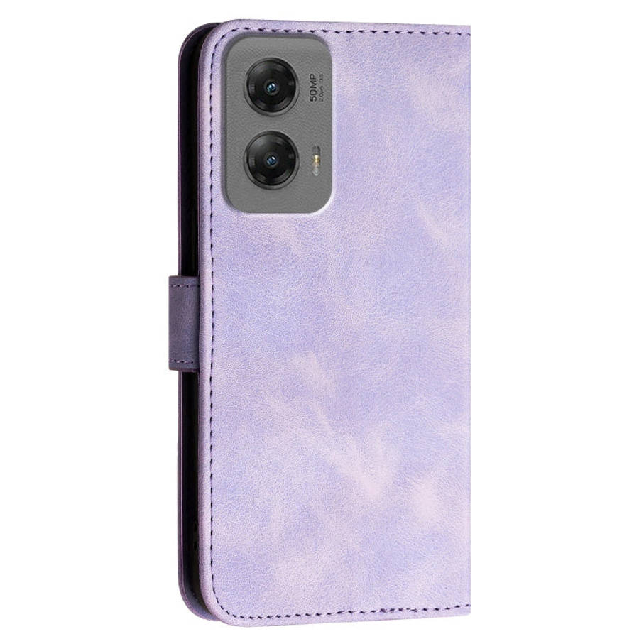 For Motorola Moto G Stylus 5G 2024 Grid Butterfly Embossed Pattern Leather Phone Case with Lanyar...