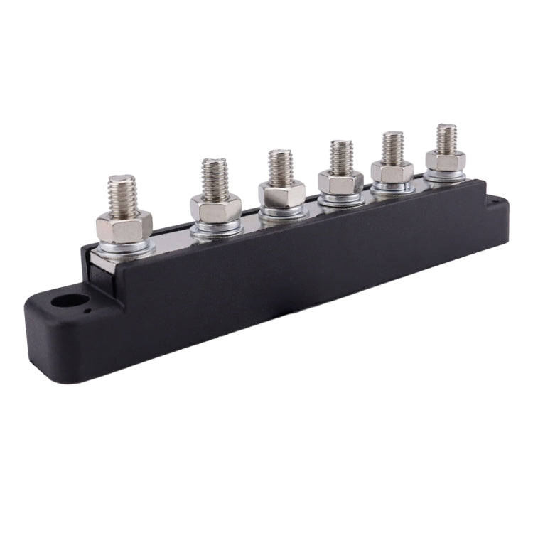 Pair 6 Way 48V 150A M6 Power Distribution Block Terminal Studs(Black + Red)