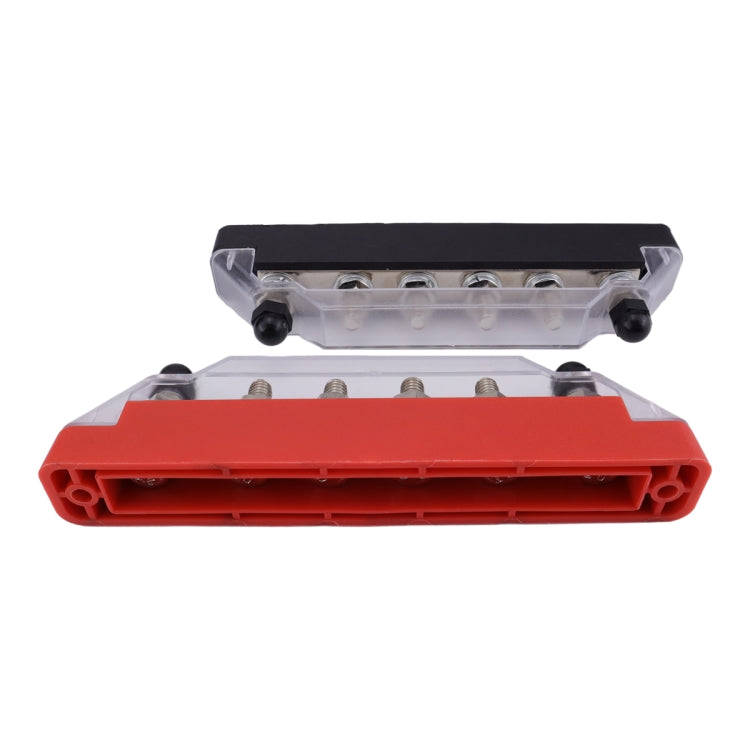 Pair 6 Way 48V 150A M6 Power Distribution Block Terminal Studs with 12pcs Terminals(Black + Red)