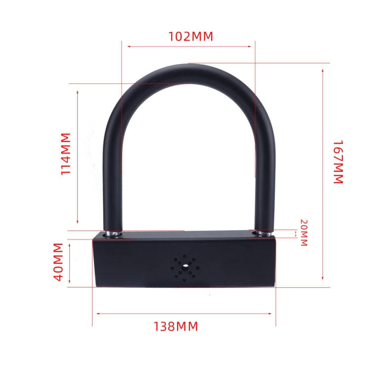 Car U-shaped Anti-theft Alarm Lock(Black)