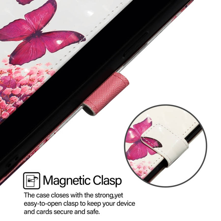 For T-Mobile REVVL 7 Pro 3D Painting Horizontal Flip Leather Phone Case(Rose Butterfly)