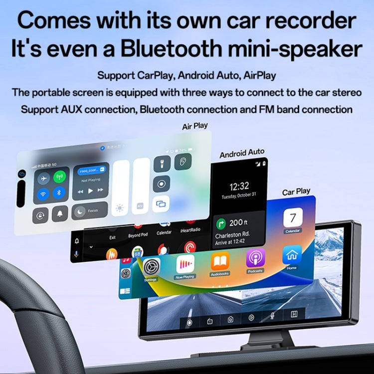 Yesido KM19 10.26 inch Center Console CarPlay Portable Car Video Navigation with Driving Recorder...