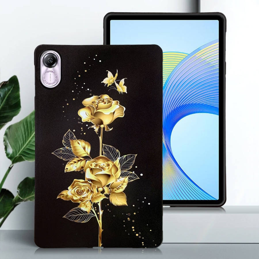 For Honor Pad X8 Pro / X9 Color Painting Pattern Smart Tablet TPU Case(Golden Rose)