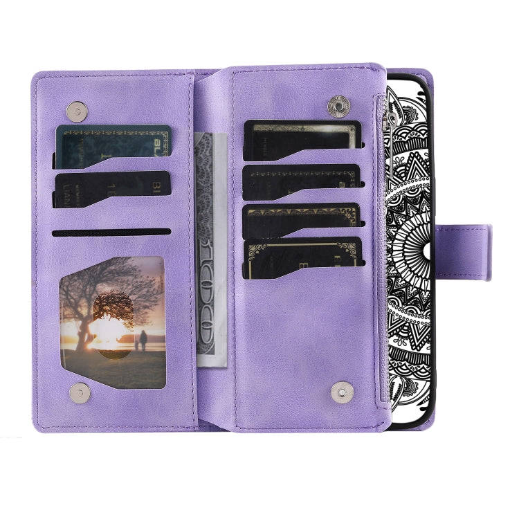 For Honor X6b 4G Global Multi-Card Totem Zipper Leather Phone Case(Purple)