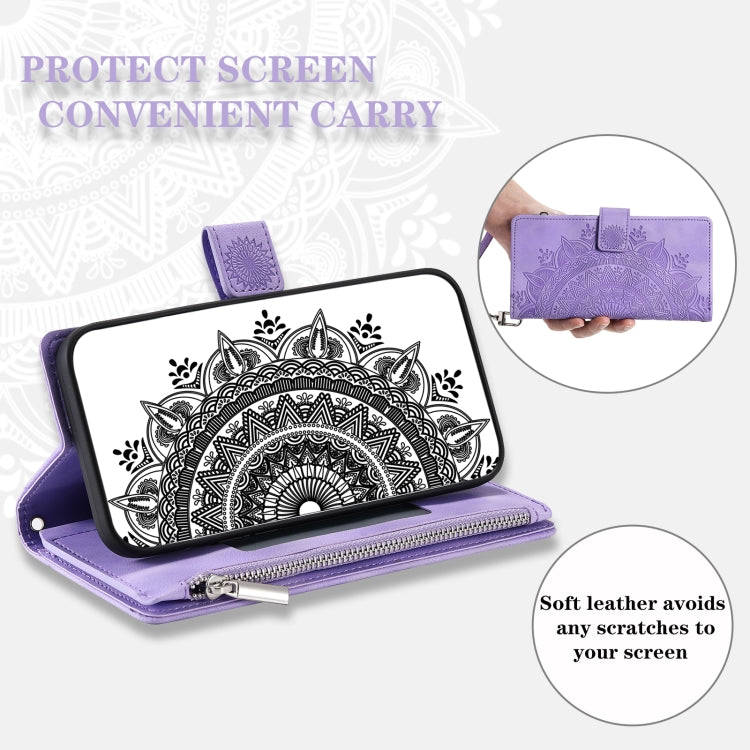 For Honor X6b 4G Global Multi-Card Totem Zipper Leather Phone Case(Purple)