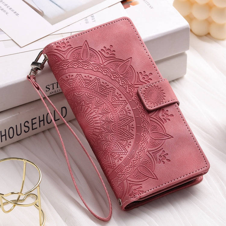 For Honor X6b 4G Global Multi-Card Totem Zipper Leather Phone Case(Pink)
