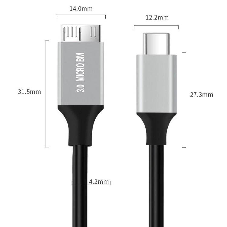 USB-C / Type-C 3.0 to Micro B Mobile Hard Disk Adapter Cable, Length:1m