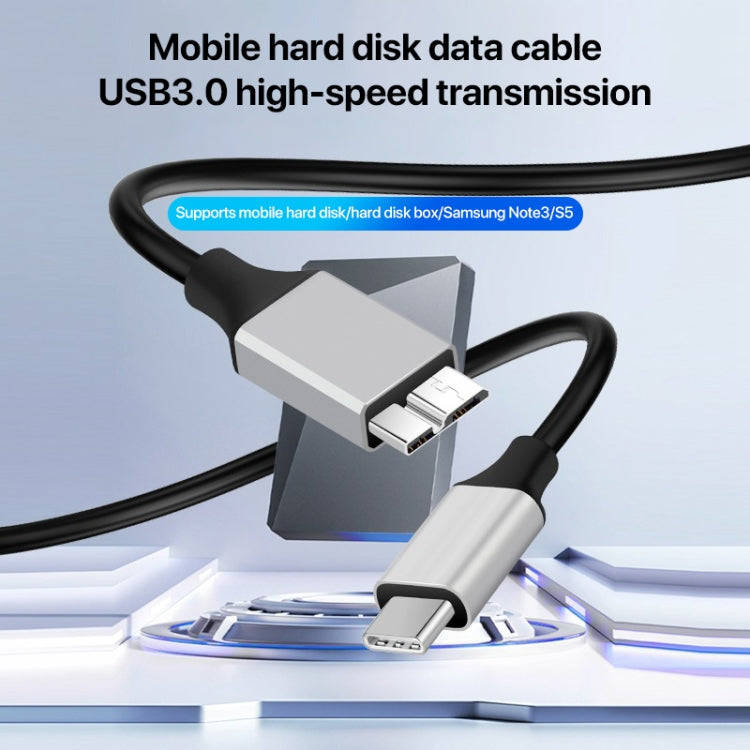 USB-C / Type-C 3.0 to Micro B Mobile Hard Disk Adapter Cable, Length:1m