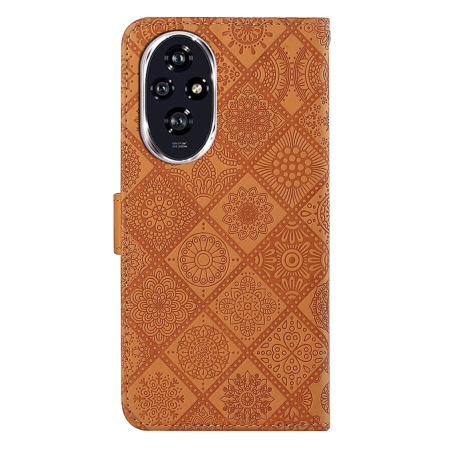 For Honor 200 Pro Ethnic Style Embossed Pattern Leather Phone Case(Brown)