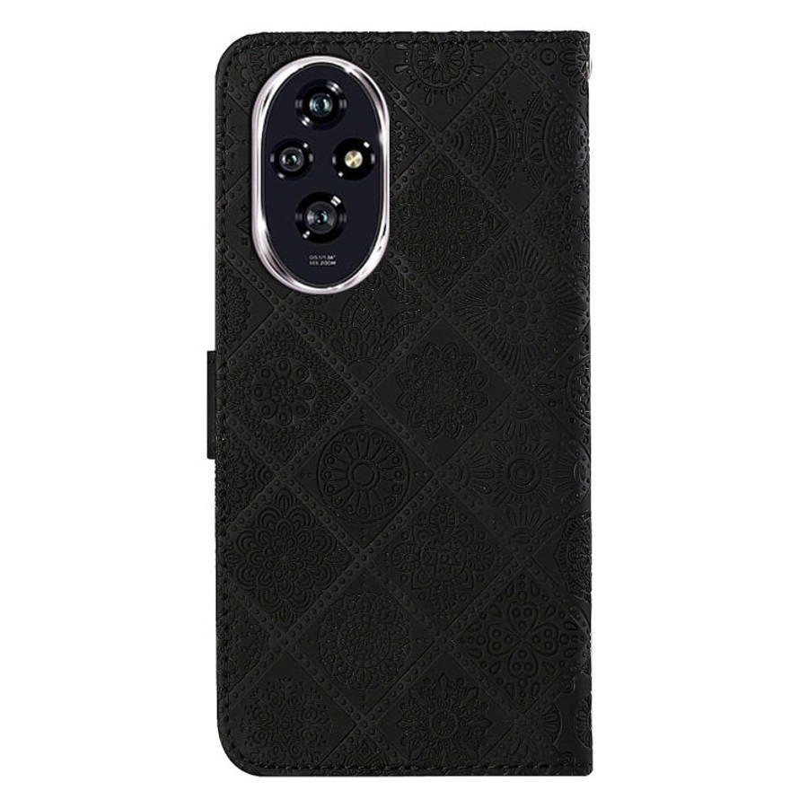 For Honor 200 Pro Ethnic Style Embossed Pattern Leather Phone Case(Black)