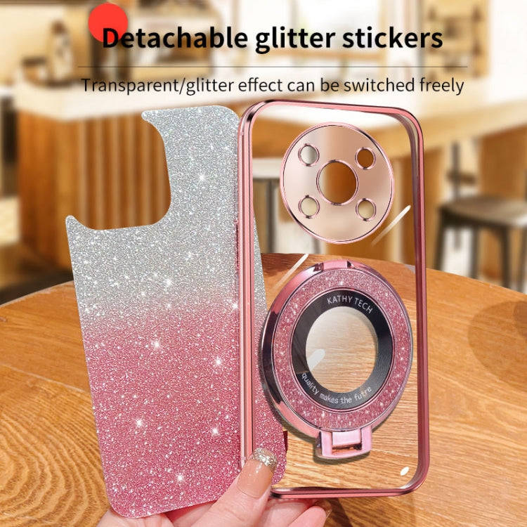 For Honor X30 5G / X9  4G Plated Gradient Glitter Round Holder TPU Phone Case(Black)