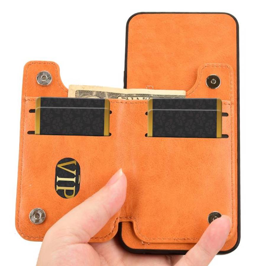 For Nothing Phone 3a Pro Cow Pattern Sewing Card Bag Phone Case(Orange)