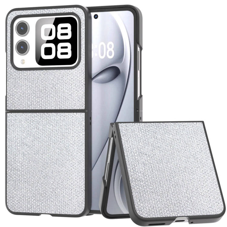 For Huawei nova Flip Diamond Black Frame Phone Case(Jewel Silver)