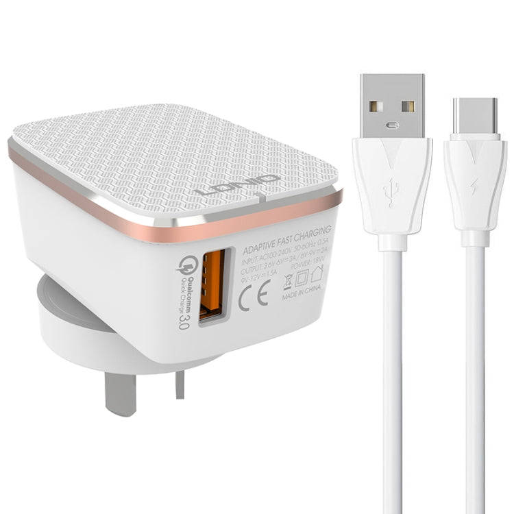 LDNIO A1204Q QC3.0 18W USB Fast Charger with 1m USB to USB-C / Type-C Cable, Plug Type:US Plug(Wh...