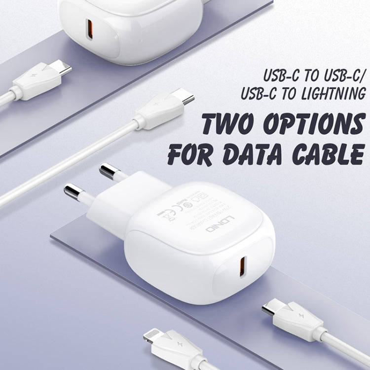 LDNIO A1206C PD27W USB-C / Type-C Fast Charger with 1m Type-C Cable, Plug Type:EU Plug(White)