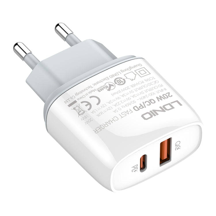 LDNIO Q229 QC3.0 / PD20W USB + Type-C Fast Charger with 1m USB to Micro USB Cable, Plug Type:EU P...