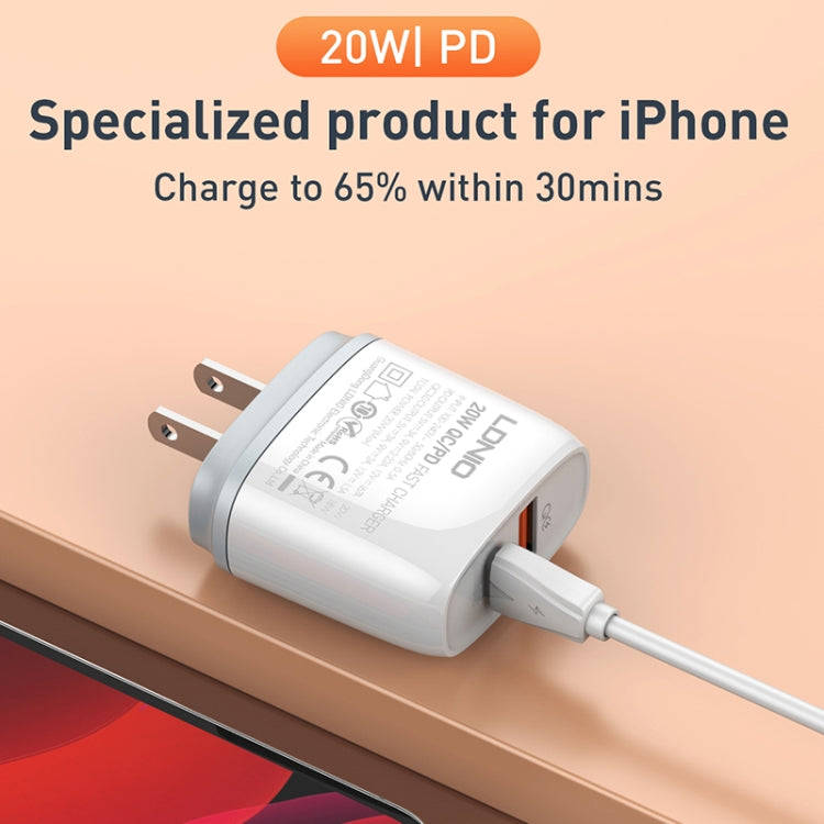 LDNIO Q229 QC3.0 / PD20W USB + Type-C Fast Charger with 1m USB to Micro USB Cable, Plug Type:UK P...