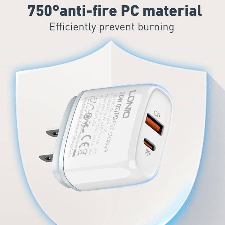 LDNIO Q229 QC3.0 / PD20W USB + Type-C Fast Charger with 1m USB to Micro USB Cable, Plug Type:EU P...