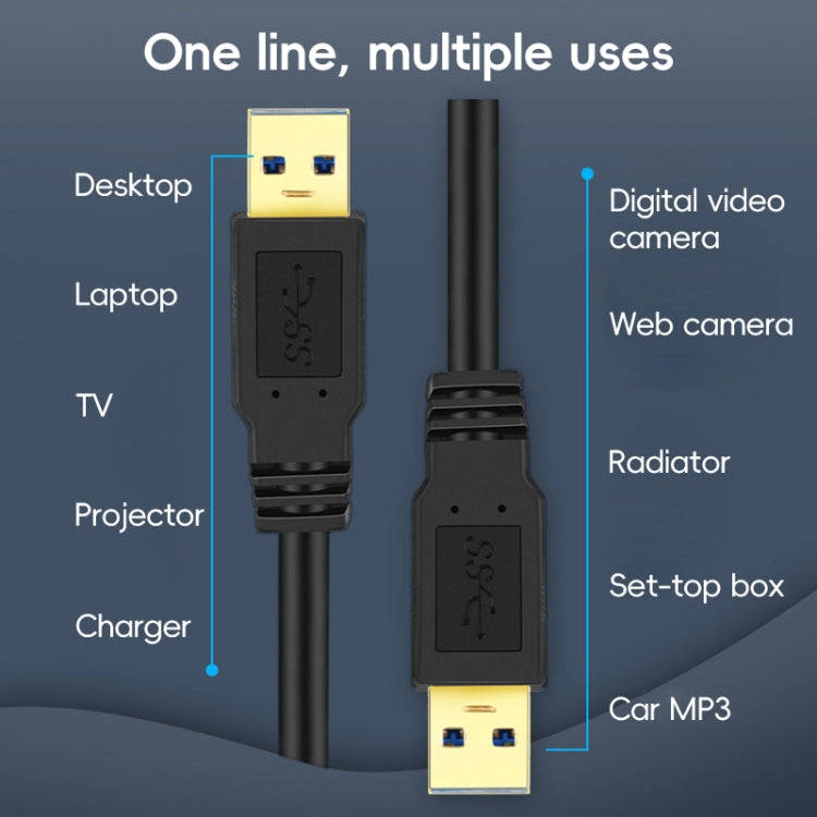 USB 3.0 Male To USB 3.0 Male Double End USB Cable, Length:0.3m(Black)