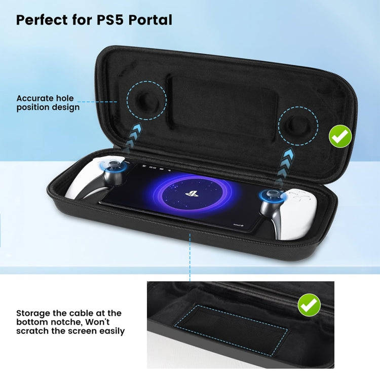 For Sony PlayStation Portal Portable Game Console Storage Bag Kits(Black)