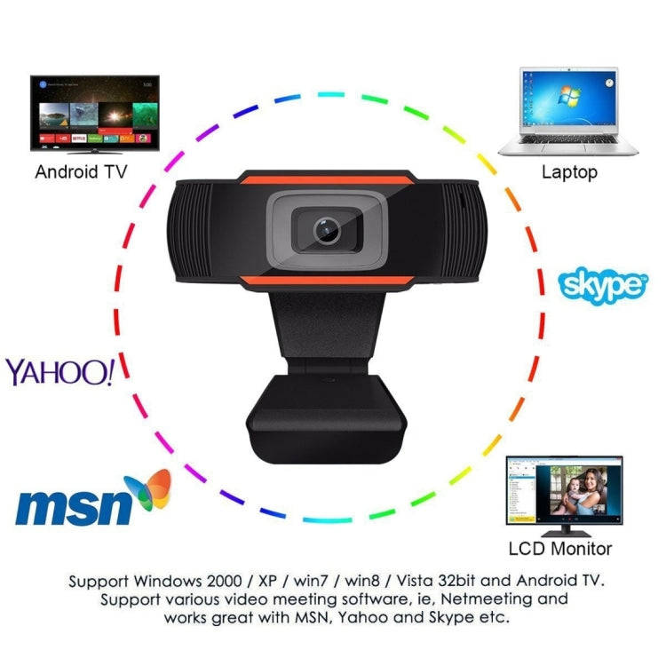1080P 30fps HD Computer Camera Integrated Microphone USB Web Cam(Black)