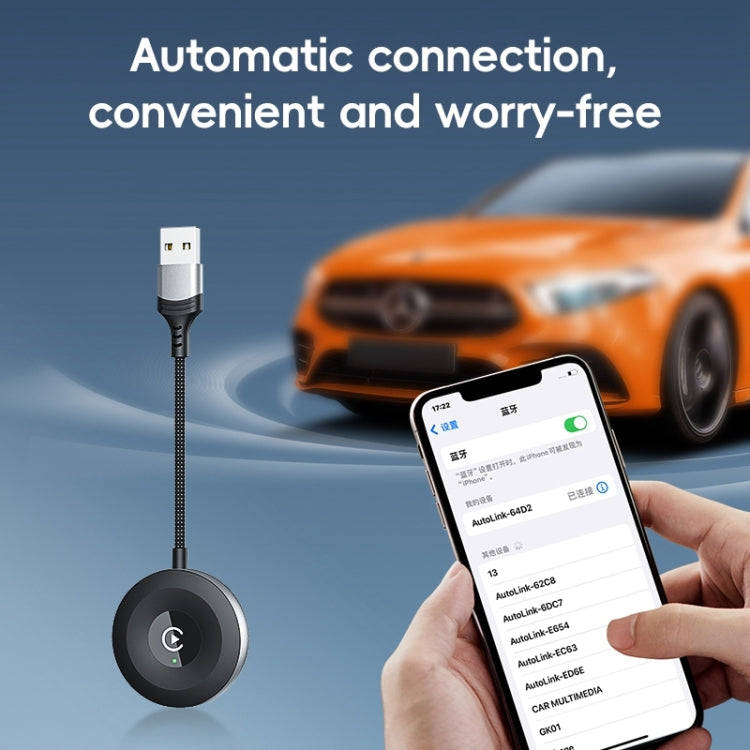 USB, USB-C / Type-C Wired to Wireless Car CarPlay Box Adapter for iPhone(White)