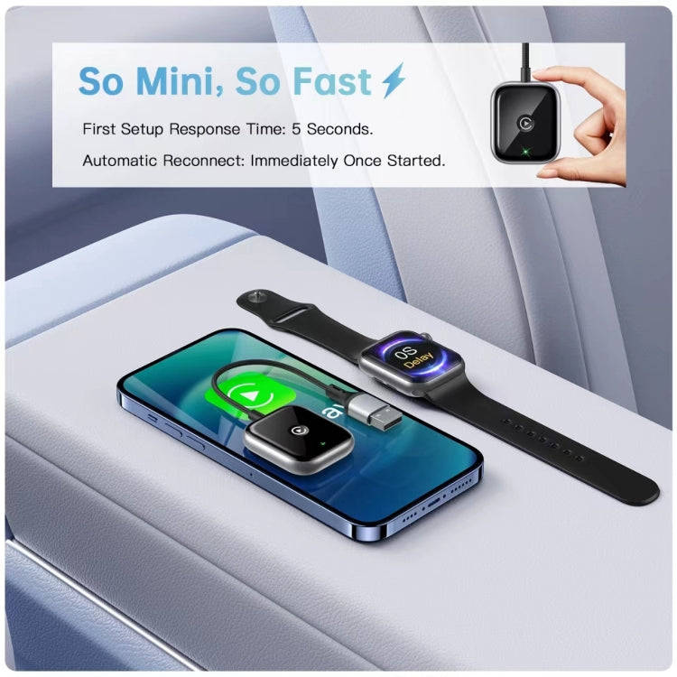 For iPhone Car Apple CarPlay Box Wired to Wireless Adapter(Black)
